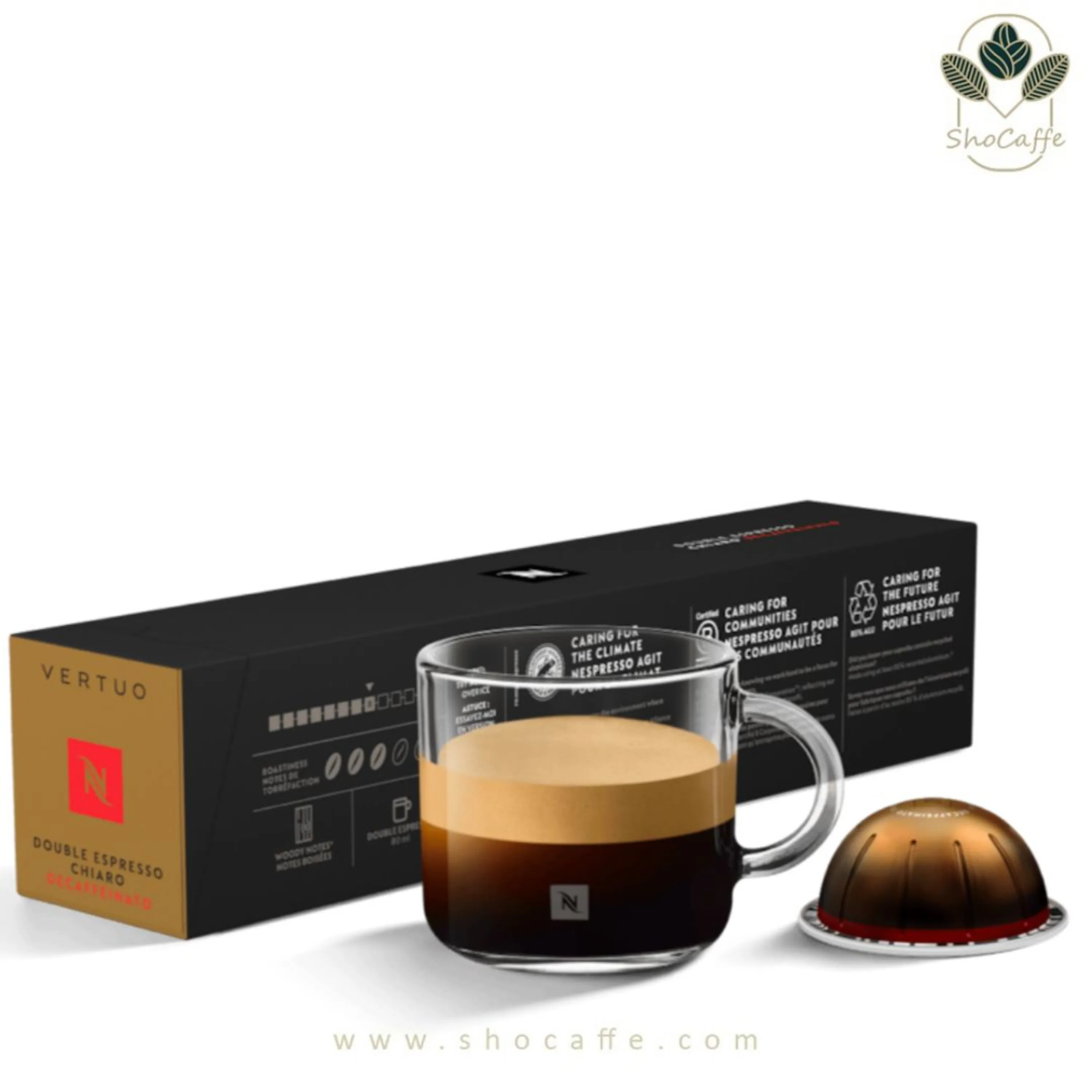 کپسول قهوه نسپرسو ورتو دبل اسپرسو چیارو بدون کافئین Double Espresso Chiaro Decaffeinato کپسول قهوه نسپرسو ورتو دبل اسپرسو چیارو بدون کافئین Double Espresso Chiaro Decaffeinato